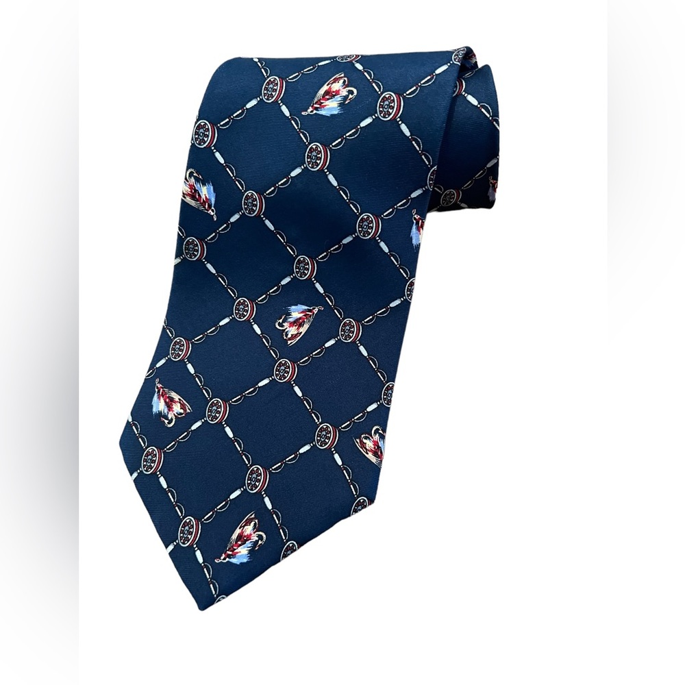 Field and Stream Fly fishing themed mens silk tie
